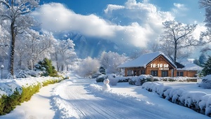 清新冬日街道房屋