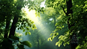 清晨阳光穿过树林