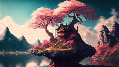 4K唯美治愈古风樱花山水仙境