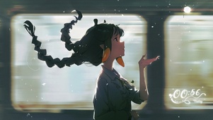 火车外的少女