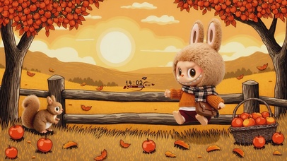 Labubu在秋日果园