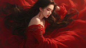 4K 红衣古风美女 5