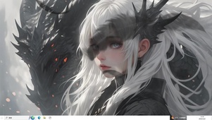 AI生成图-伏龙白发少女