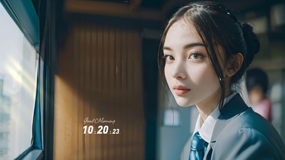 清纯窗边校服少女