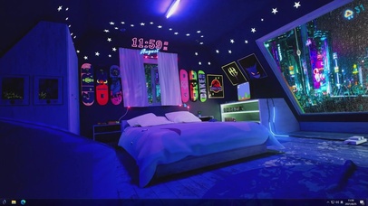 朋克房间雨夜主题