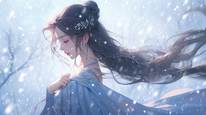 雪中祈愿典雅古风美女