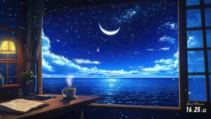 窗外海景夜