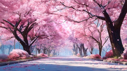 唯美户外樱花小道