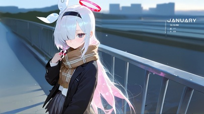 唯美白发午后街道少女