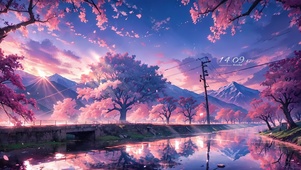 晚霞河流