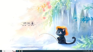 悠闲垂钓黑猫