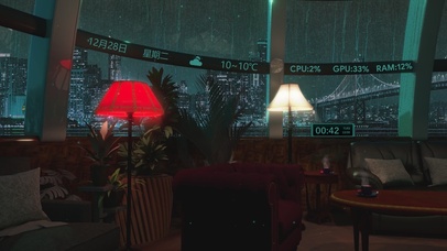 4K唯美治愈窗外城市雨夜