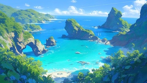 俯瞰海上岛屿海滩