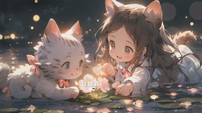 可爱猫咪与女孩