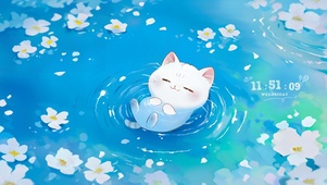 泳池小猫咪