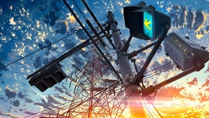 动漫风景电线塔