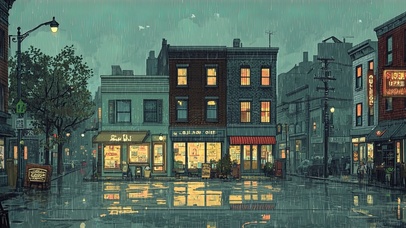 治愈商店外的雨夜