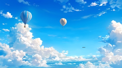 蓝天白云热气球