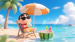 夏日解暑海滩X小新