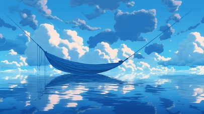 清新护眼蓝天秋千