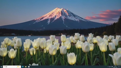 花海日照雪山主题