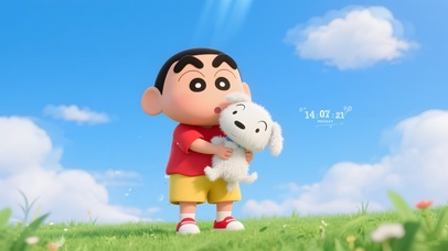 和小狗狗一起玩耍