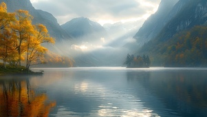 阳光湖水