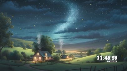 唯美治愈星空树木