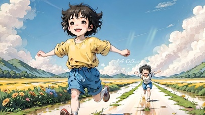 4k可爱奔跑的男孩