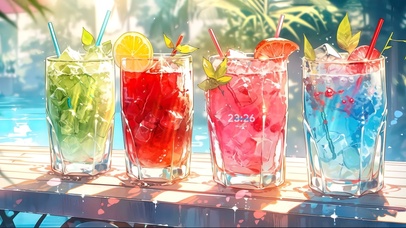 4K唯美清新夏日果汁