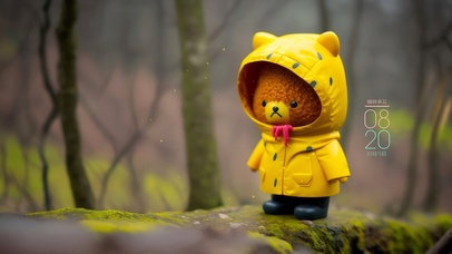 4k雨天可爱小熊
