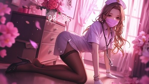 美女护士气质如湖畔的初荷