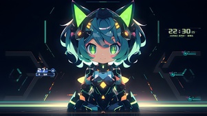 可爱猫耳机甲少女
