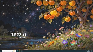 夜景树木河流星空主题