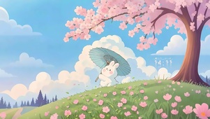 樱花树下小兔
