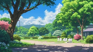 护眼蓝天白云绿景