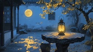 古风庭院夜景