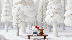 雪天HelloKitty和小熊