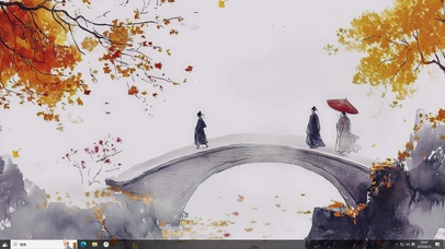 古风AI清新简约插画-桌面主题