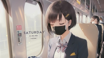 短发乘客少女