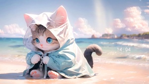 雨衣治愈可爱猫咪
