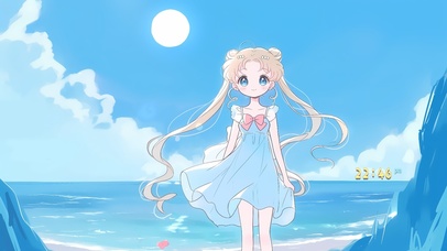 海边可爱美少女