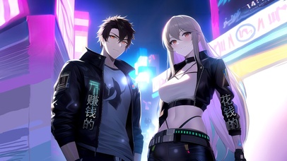 4K赛博朋克情侣赚钱的和花钱的