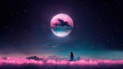 4K唯美治愈浪漫花海星空