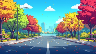 落叶知秋城市公路