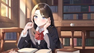 图书馆里的美少女