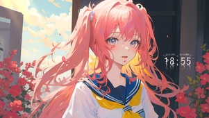 唯美落花少女