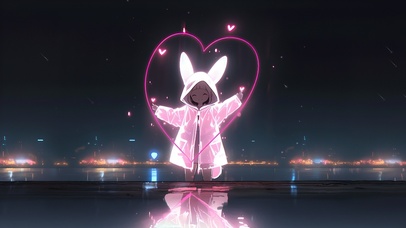 简约动漫爱心女孩