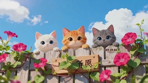 可爱三只小猫