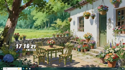 房前树木绿景桌面主题